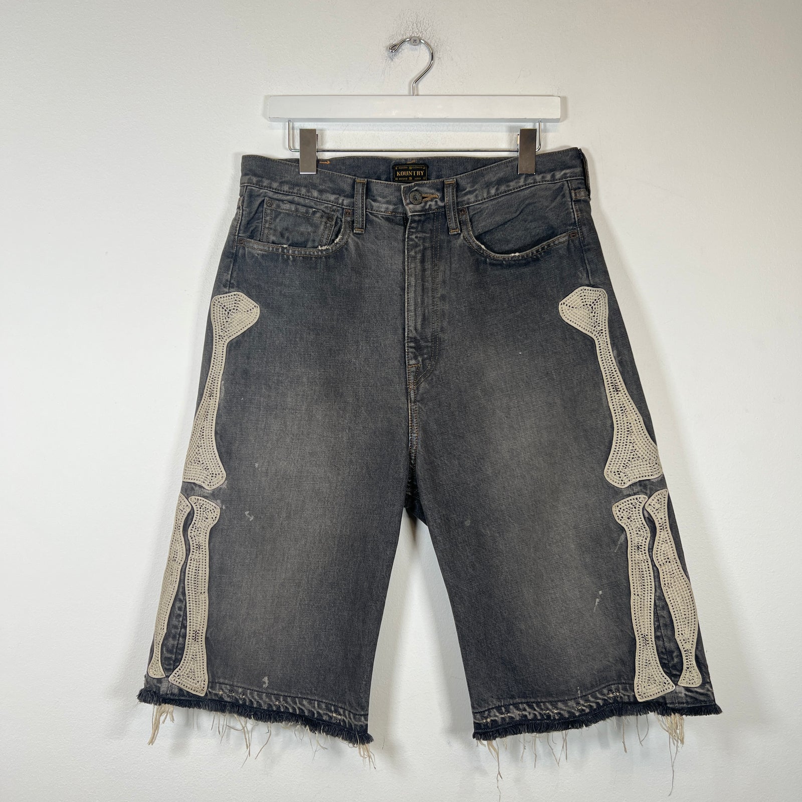 Kapital Washed Grey Bone Denim Shorts Size 32
