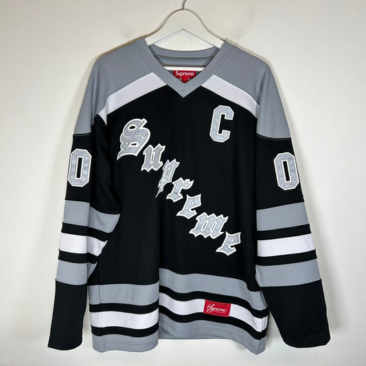 Supreme Black/Grey Fire & Ice Hockey Jersey Size L