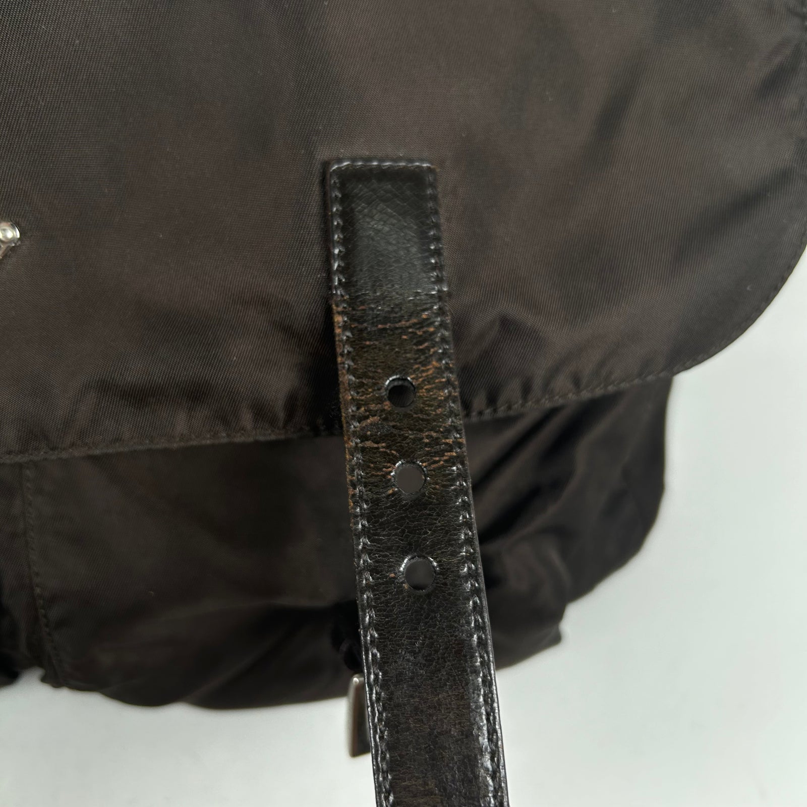 Prada Brown Messenger Buckle Bag