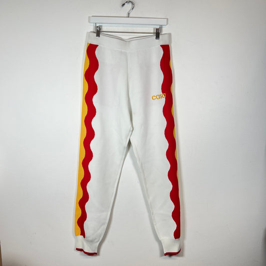 Casablanca White/Red Wave Knit Lounge Pants Size L