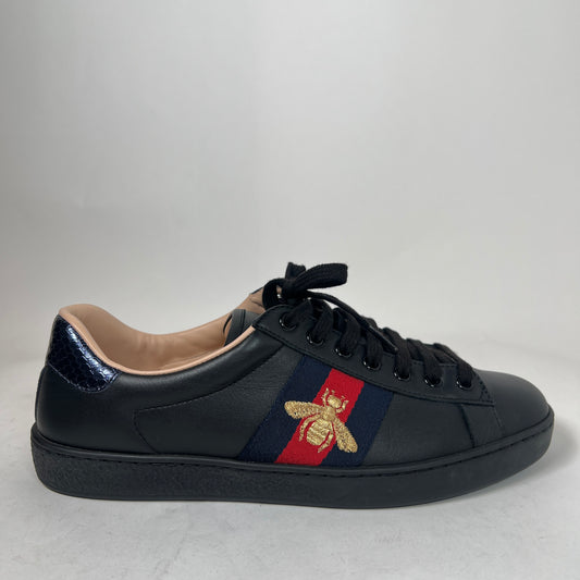 Gucci Black Embroidered Bee Ace Sneaker Size GG 8