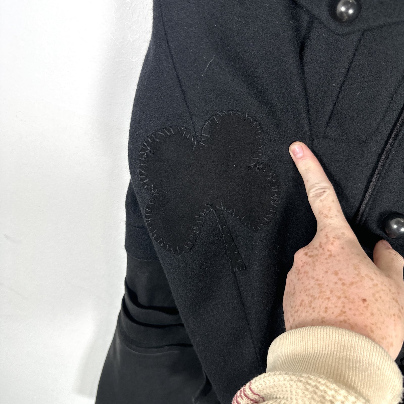 Number (N)ine AW06 'NOIR' Black Leather Hybrid Wool Napoleon Jacket Size 2