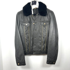 Versace Deer & Rabbit Fur Zipper Leather Jacket