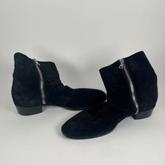 Amiri Folded Zipper Black Suede Boots Size 13