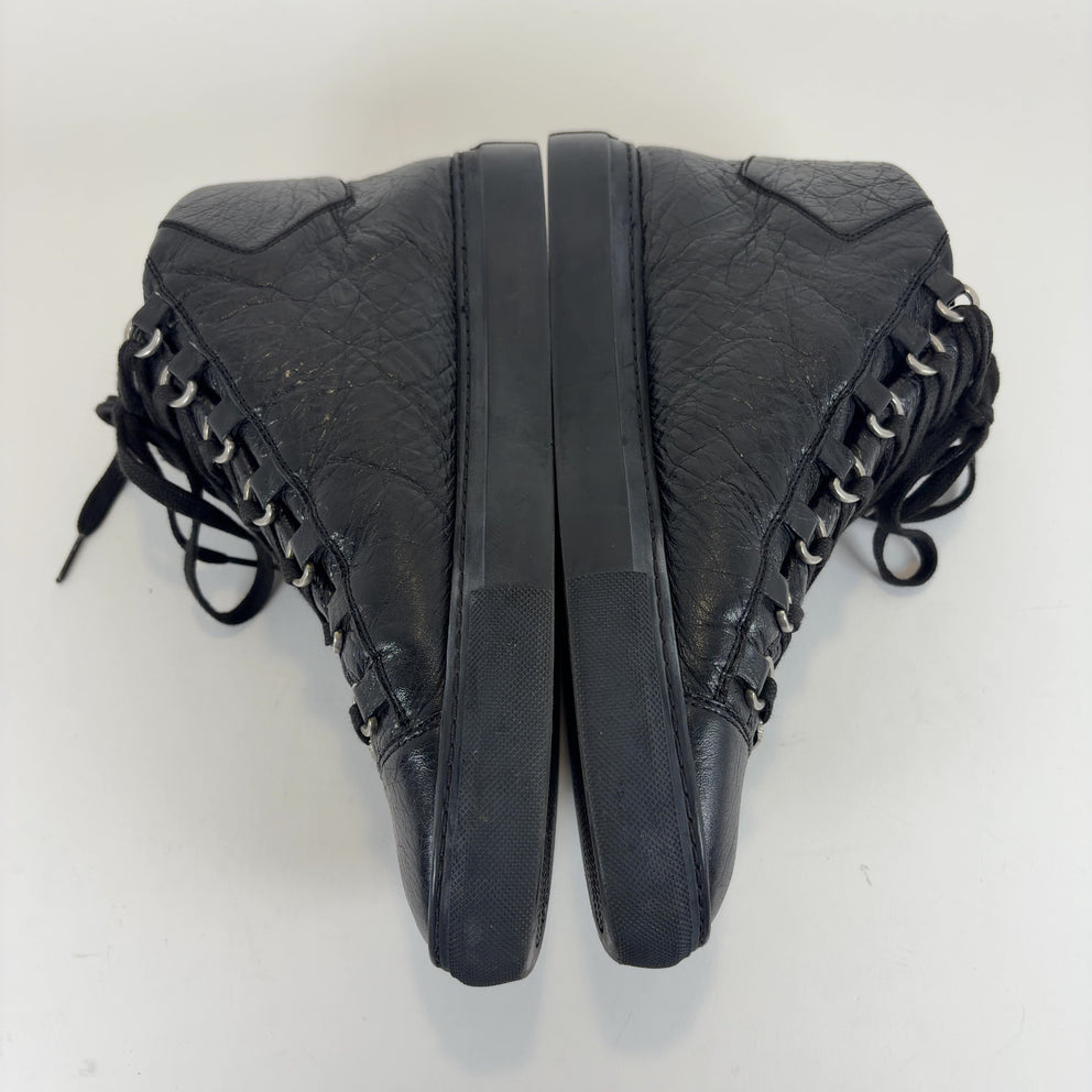 Balenciaga Crinkle Leather Arenas Hightop Sneakers