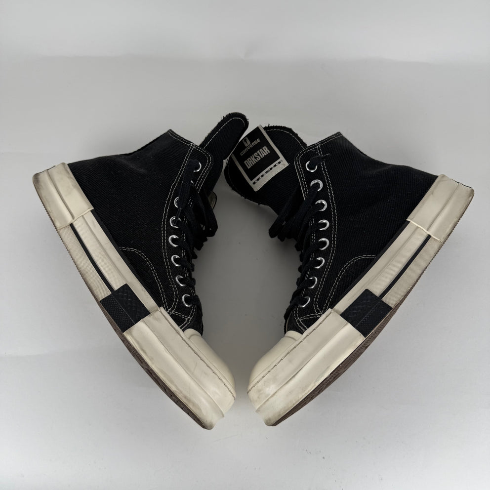 Rick Owens DrkShdw 'Drkstar' Black Hightop Converse Size 9
