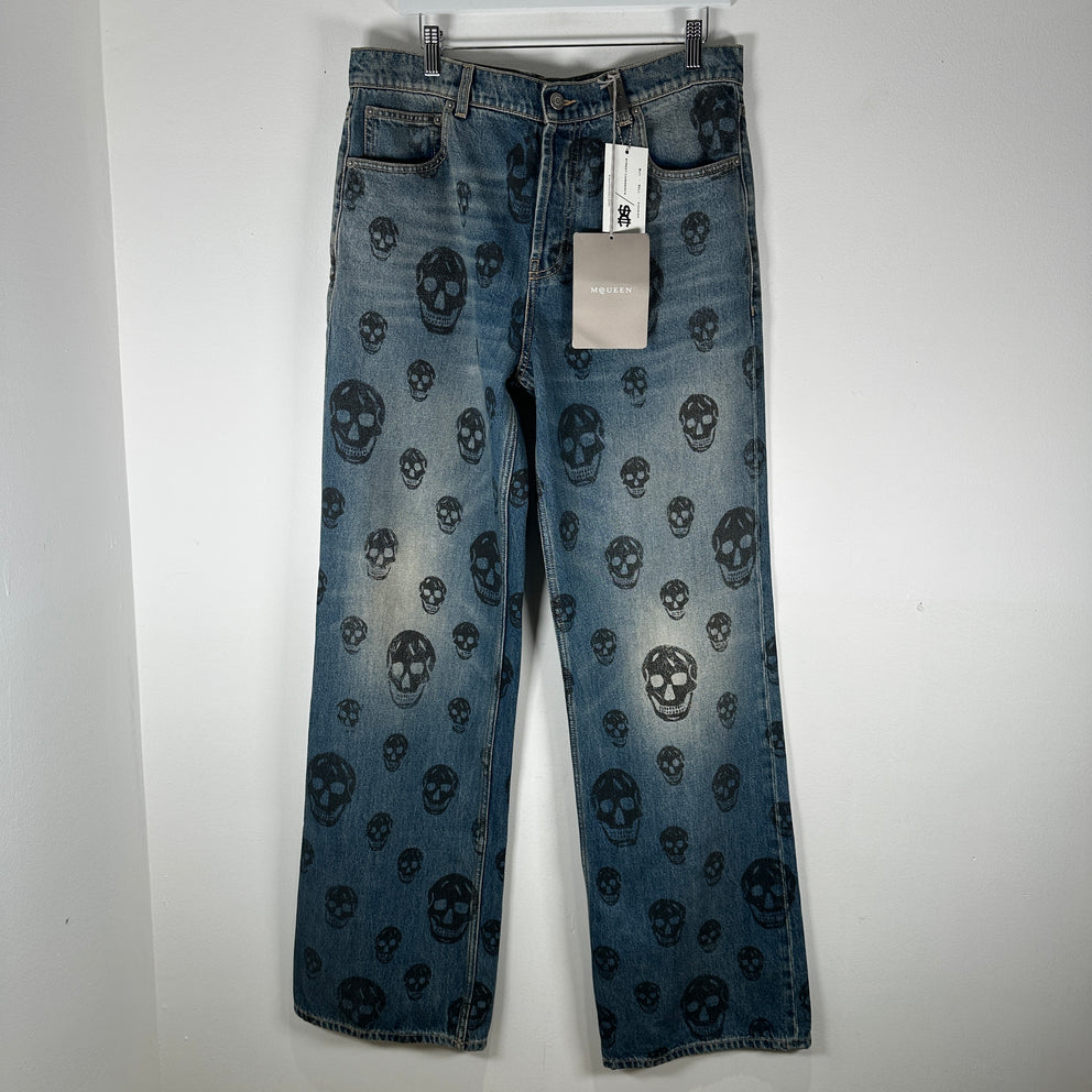 Alexander Mcqueen Baggy Skull Print Jeans Size 34