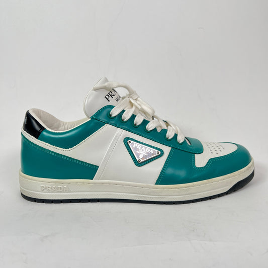 Prada Teal Downtown Leather Sneaker Size 8