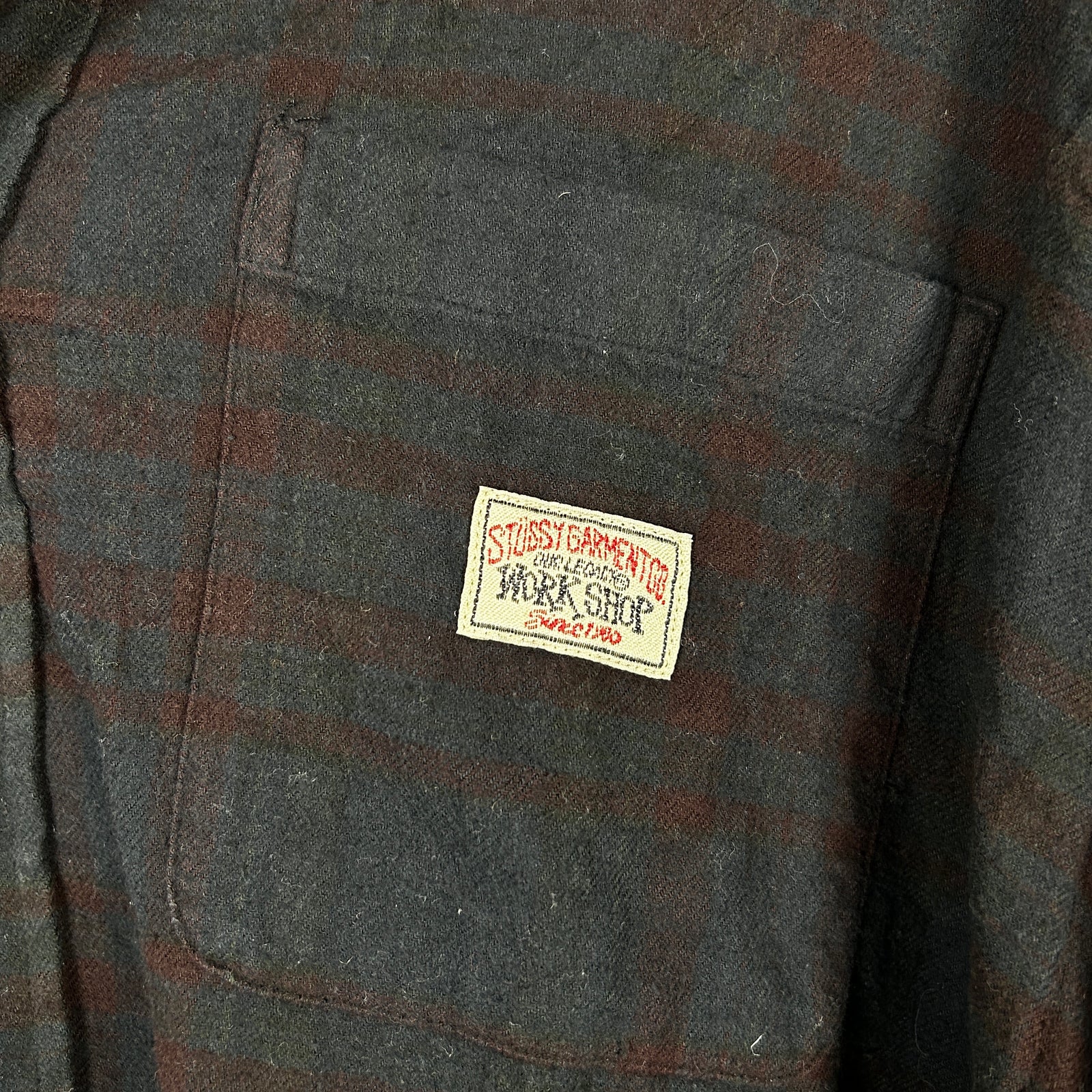 Our Legacy x Stussy Navy 'Workshop' Plaid Flannel Size L