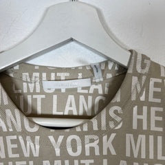 Helmut Lang Tan Neck Logo T-shirt Size M