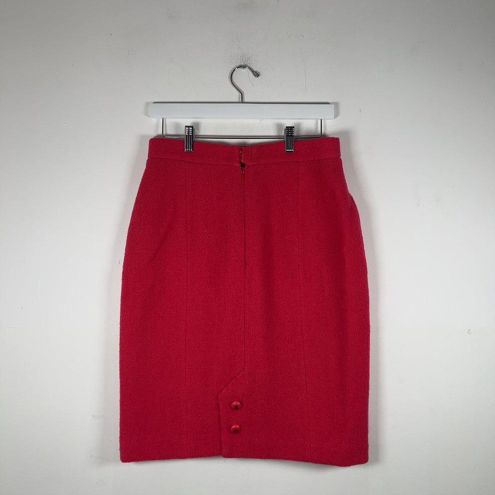 Chanel Pink Vintage Bouclé Wool Skirt Size S