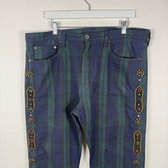 Kapital Plaid Blue/Green Gem Pants Size 38