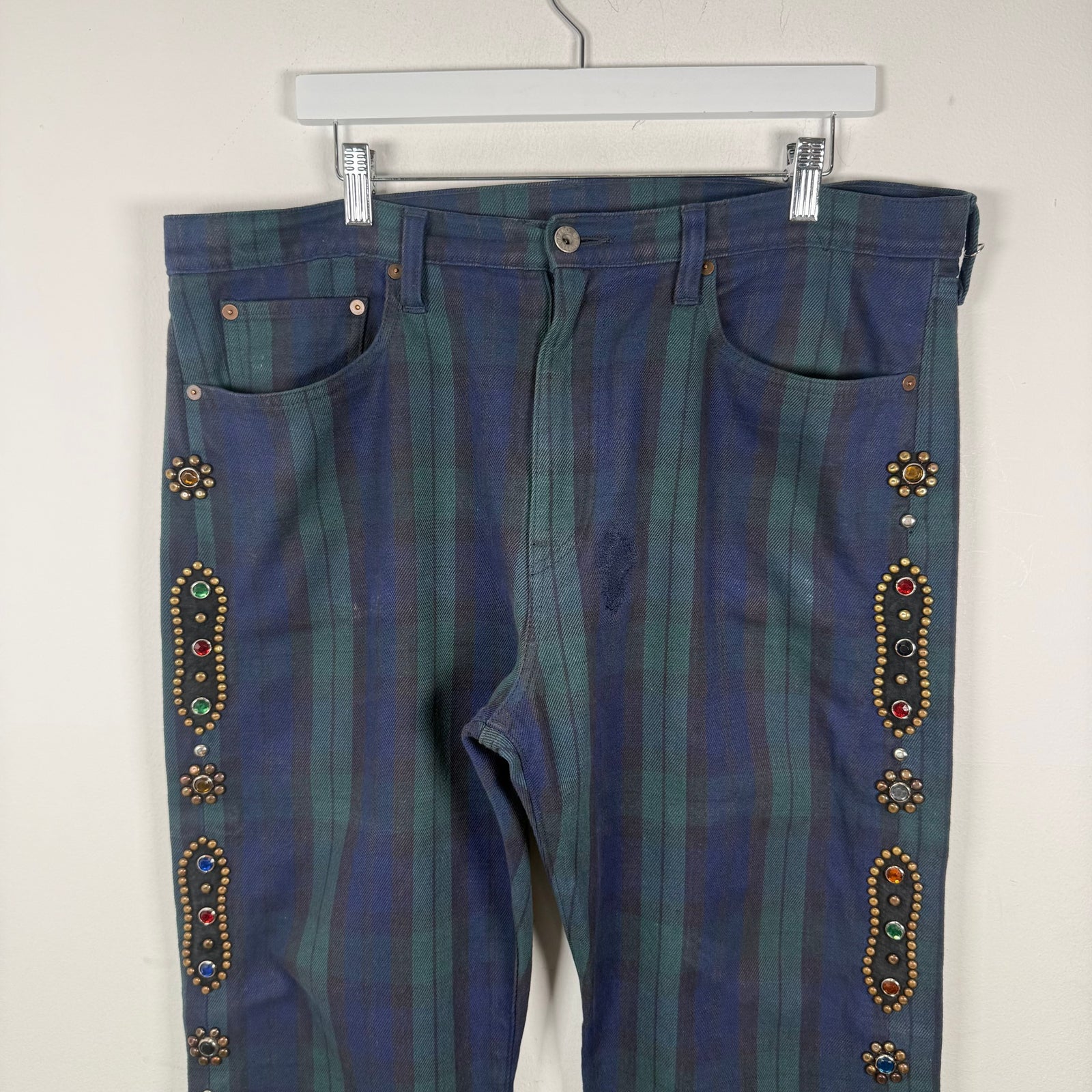Kapital Plaid Blue/Green Gem Pants Size 38