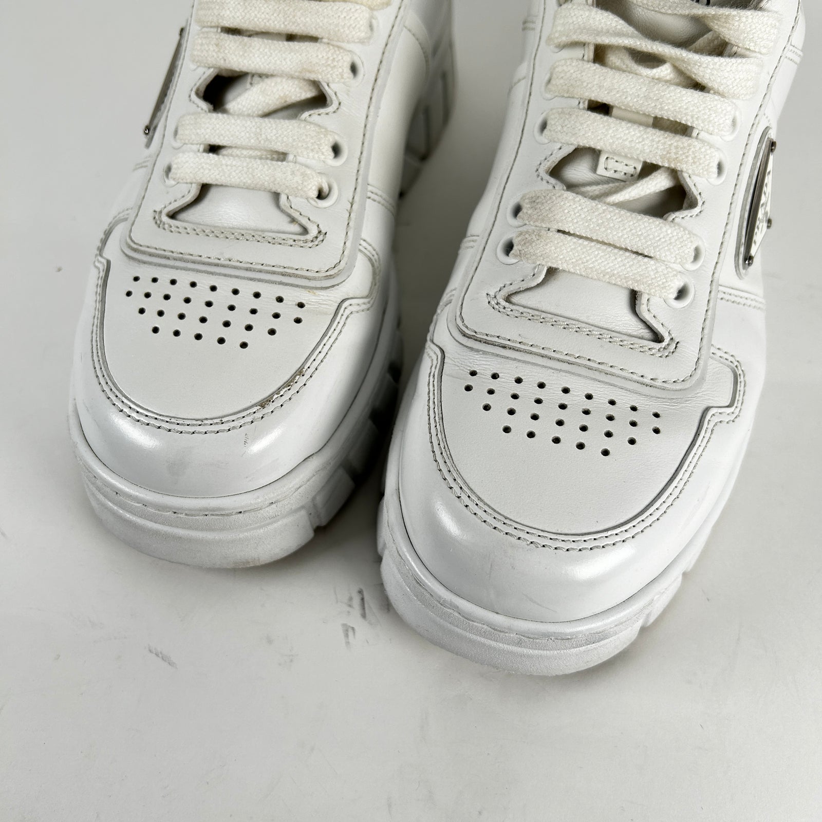 Prada Plaque White Sneaker Size 5