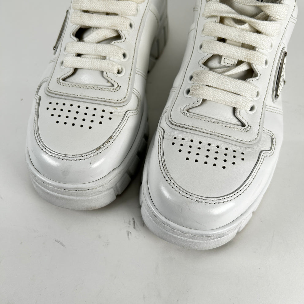 Prada Plaque White Sneaker Size 5