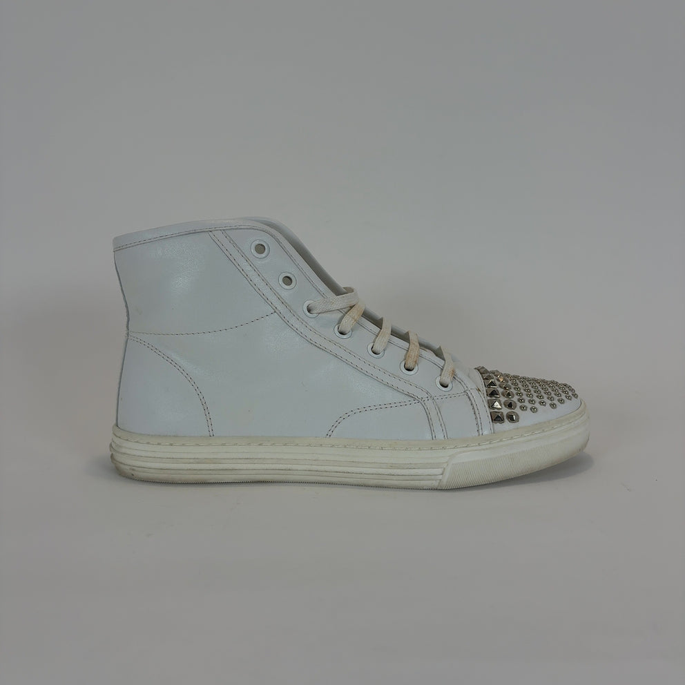 Gucci Studded White Hightop Sneakers
