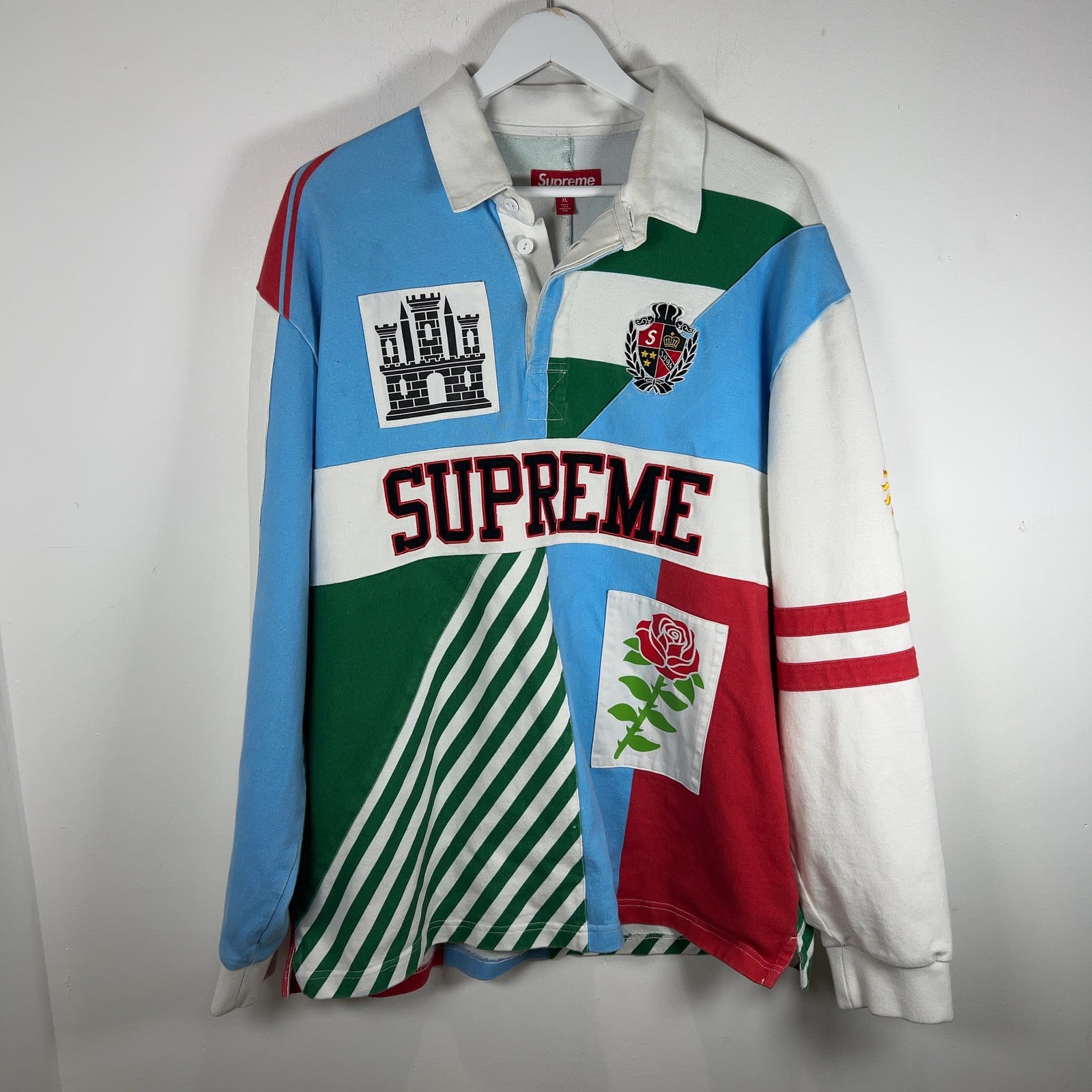 Supreme Rose Patch Rugby 1/4 button Shirt