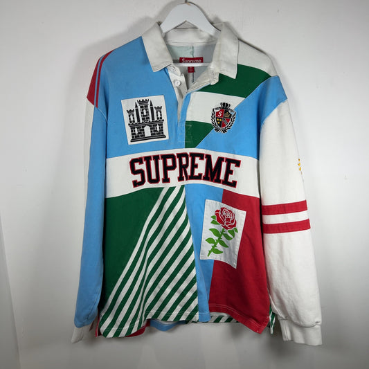 Supreme Rose Patch Rugby 1/4 button Shirt