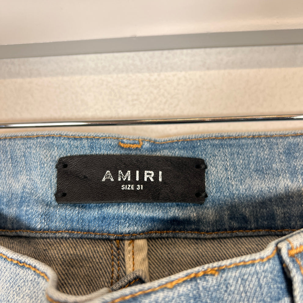 Amiri Lightwash Crystal Embellished Flared Jeans Size 31