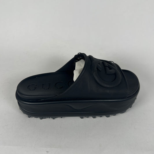 Gucci Interlocking G Slide Sandel Black Size 36