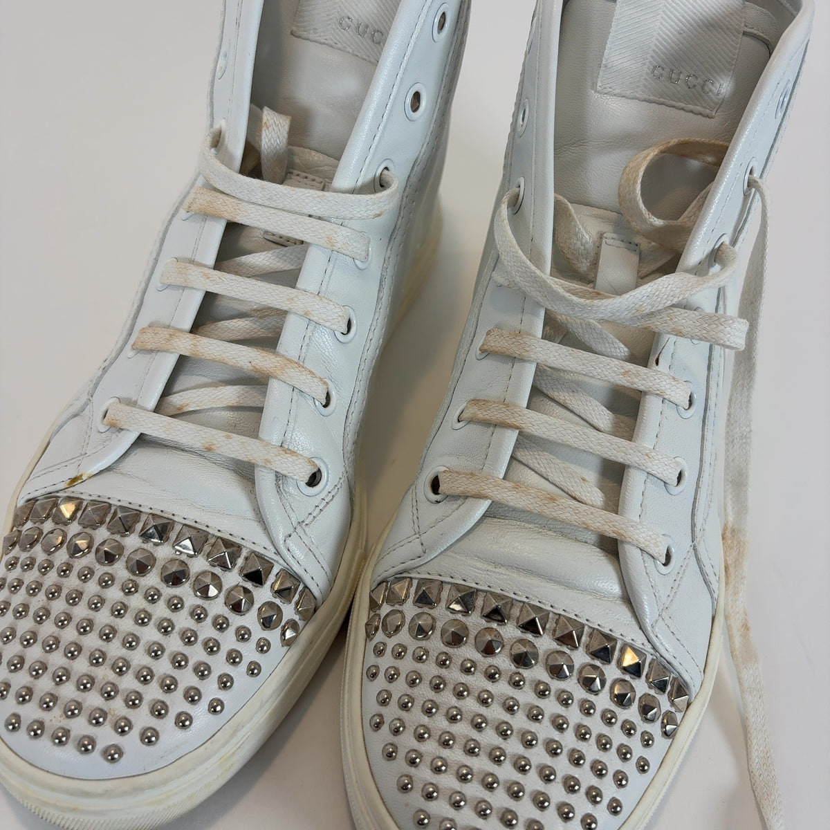 Gucci Studded White Hightop Sneakers