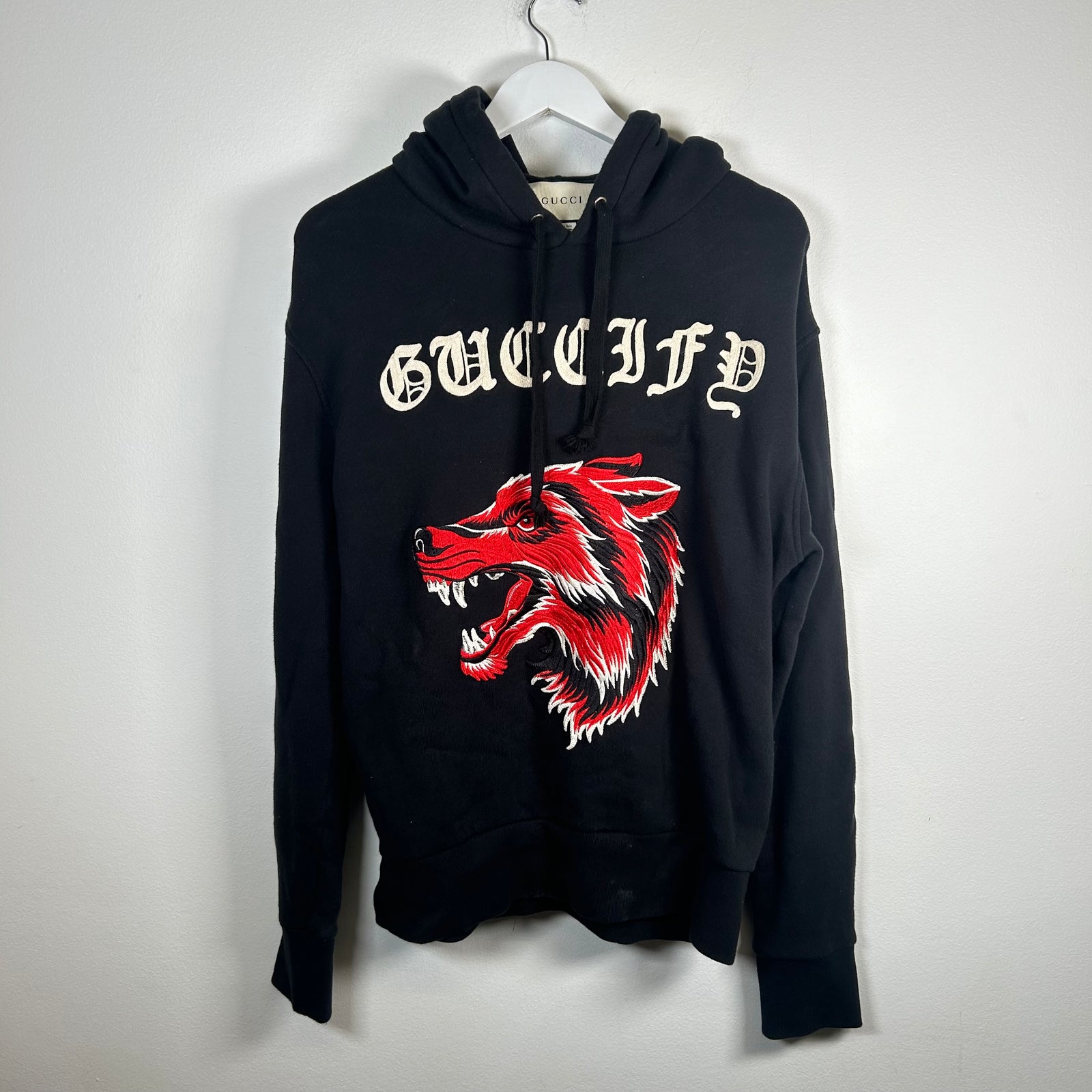 Gucci Black Red Wolf Hoodie Size XS