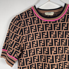 Fendi Intarisa Knit All Over Print T-Shirt Size M