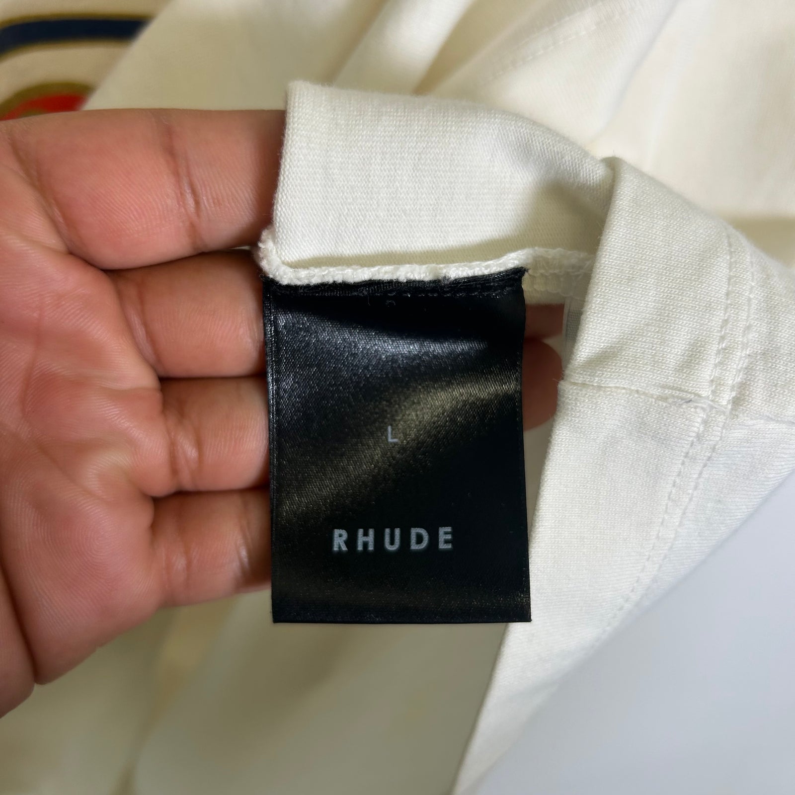 Rhude Cream New Money Logo T-Shirt Size L