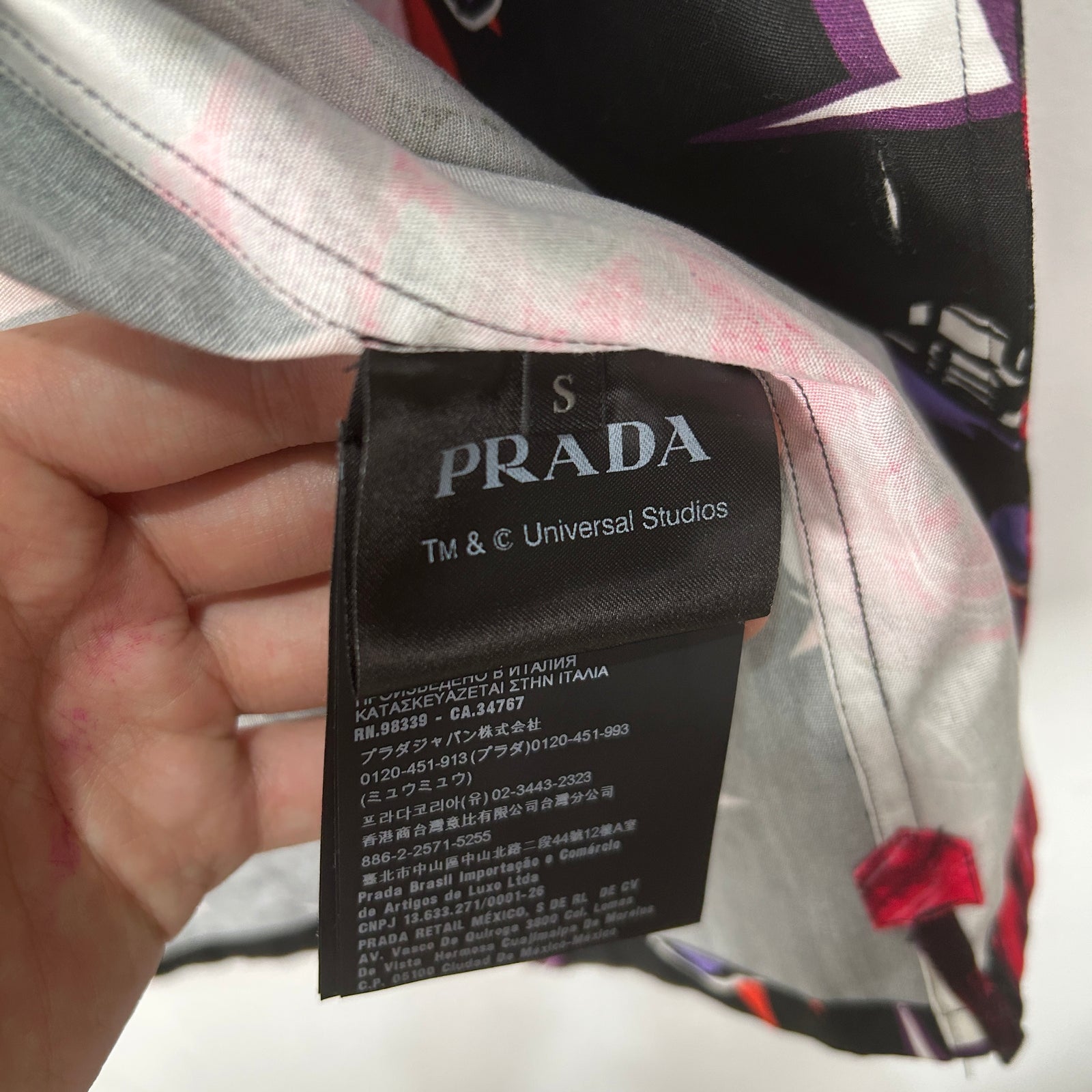 Prada Frankenstien Electric Hearts Camp Shirt Size S