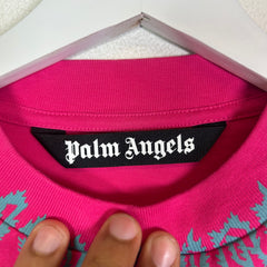 Palm Angels Pink Flame Neck Logo T-Shirt