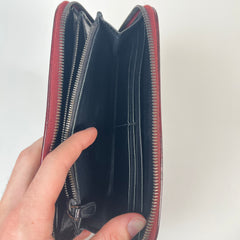 Bottega Veneta Burgandy Intercciato Zip Long Wallet