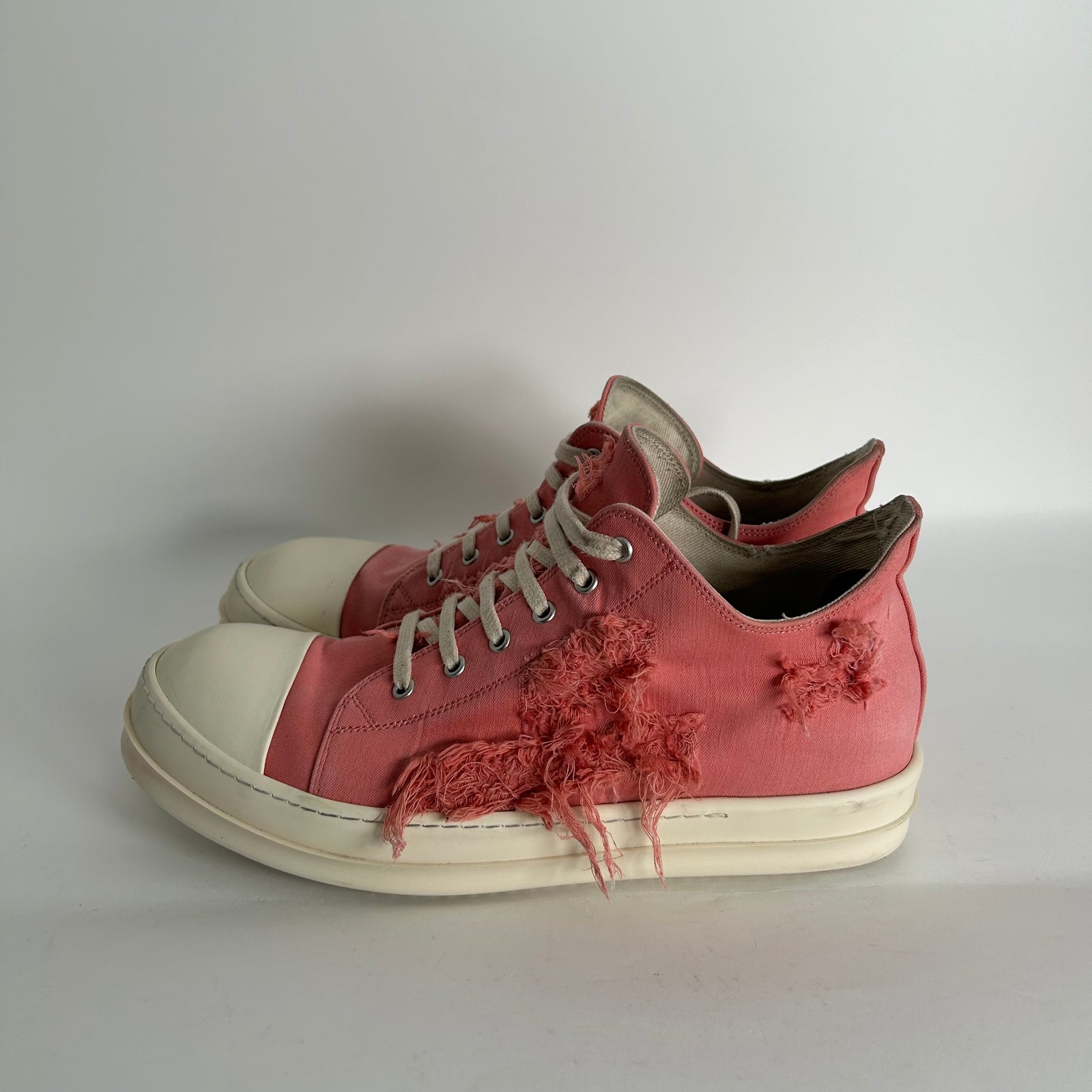 Rick Owens DrkShdw Pink Distressed Low-Top Ramones Size 12