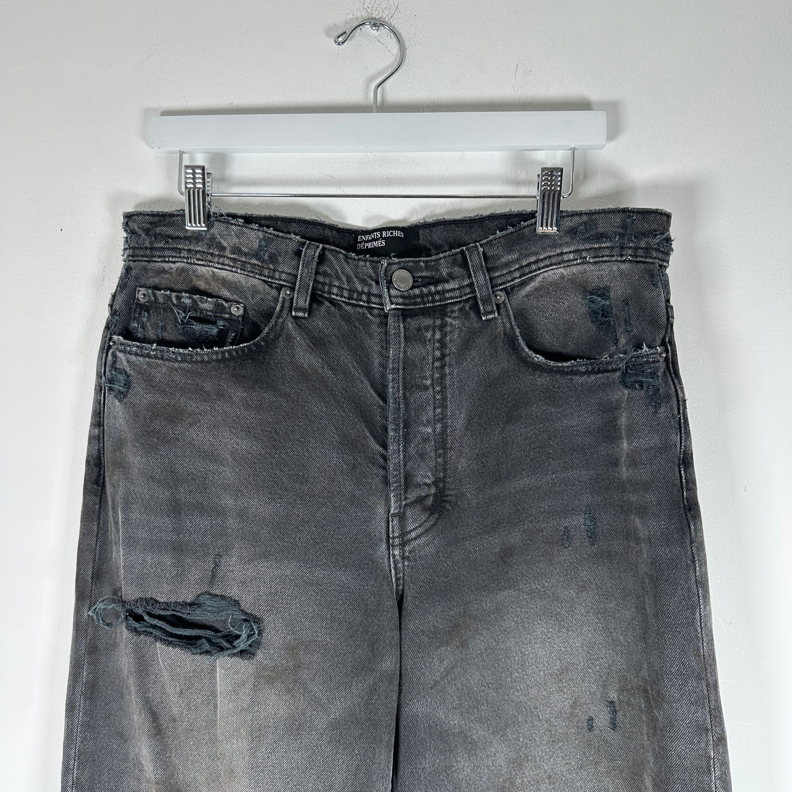 Enfants Riches Deprimes Corpse Pose Gray Mudwash Distressed Baggy Jeans Size 32