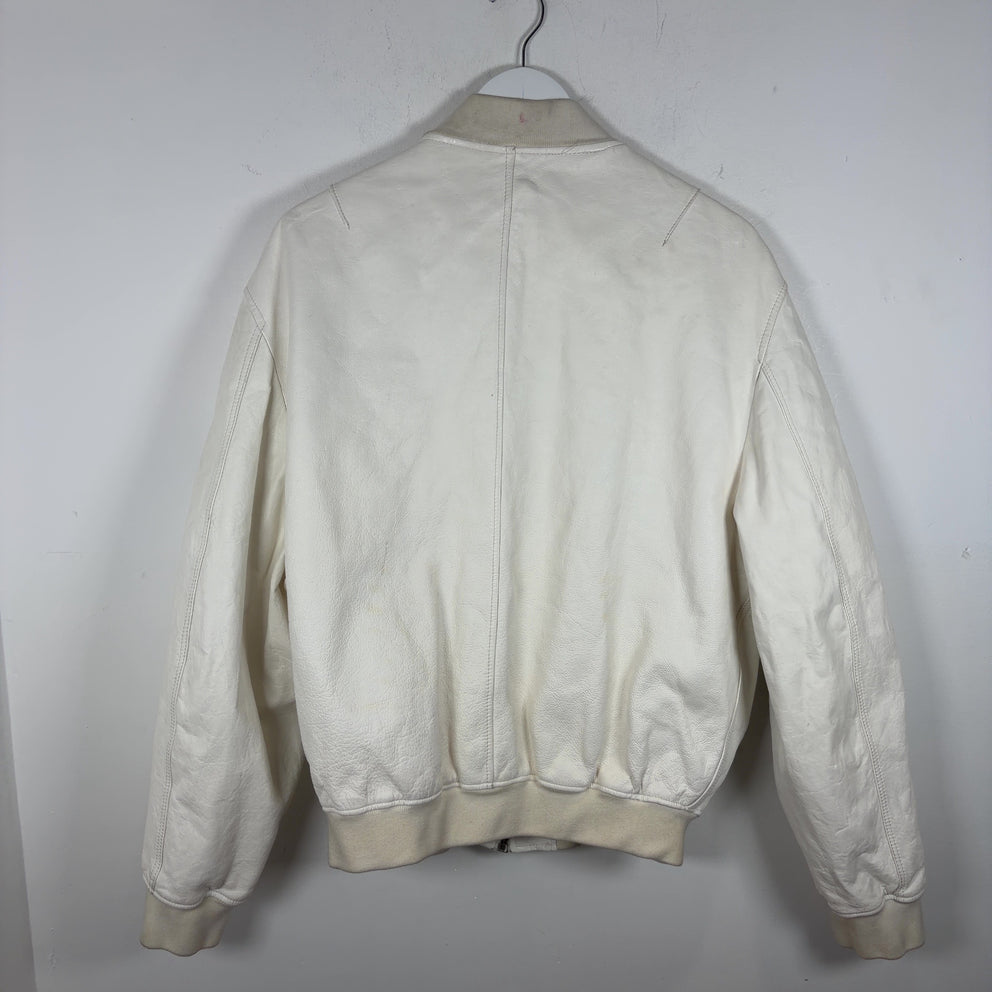 Raf Simons SS23 White Leather Bomber Jacket
