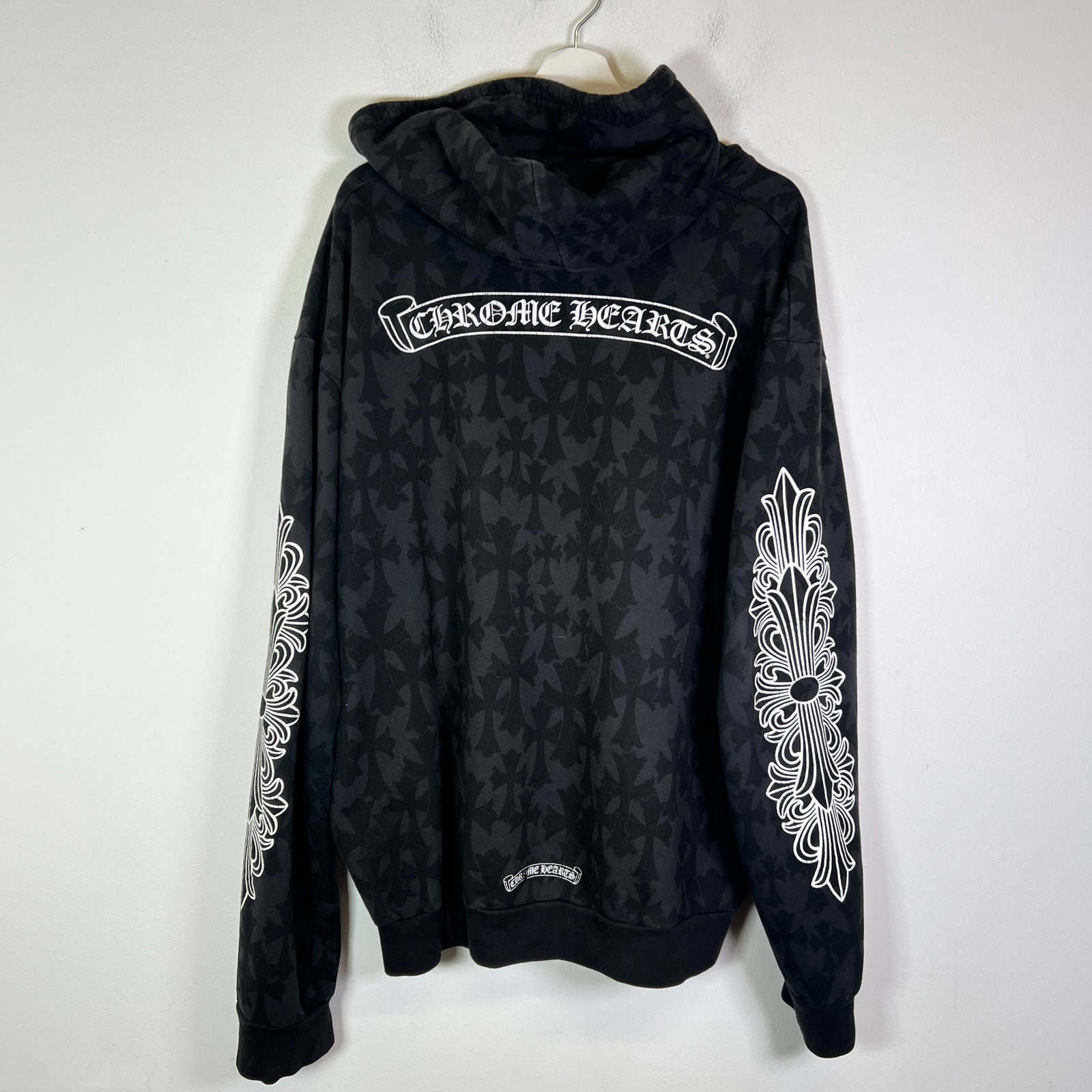 Chrome Hearts Black Cemetery Cross Floral Zip-Up Hoodie Size XL