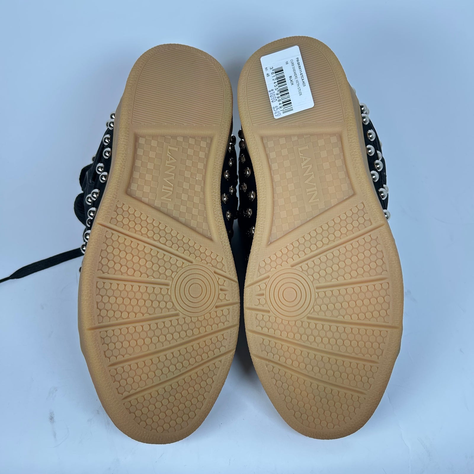 Lanvin Black Studded Curb Sneaker Size 45