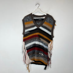 Amiri Multi Stripe Distressed Sweater Vest Size L