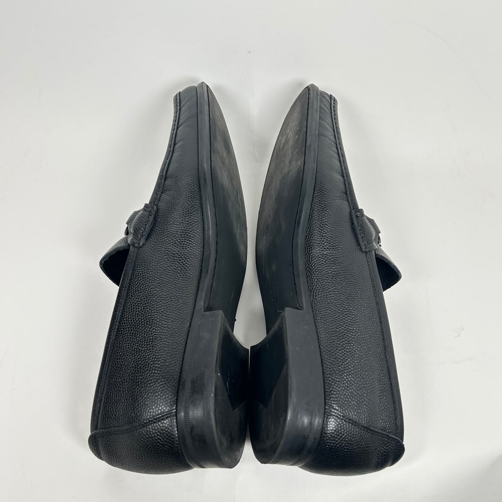 Ferragamo Black Pebble Leather Loafers Size 12