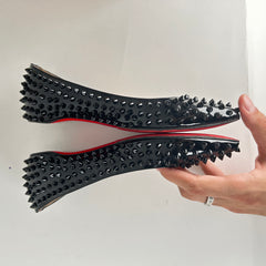 Christian Louboutin Black Patent Studded Flats Size 38