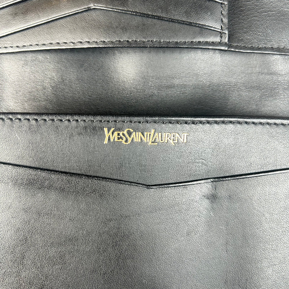 Yves Saint Laurent Black Embossed YSL Wallet