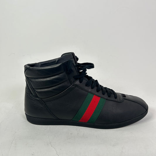 Gucci Black Web Leather High-Top Sneaker