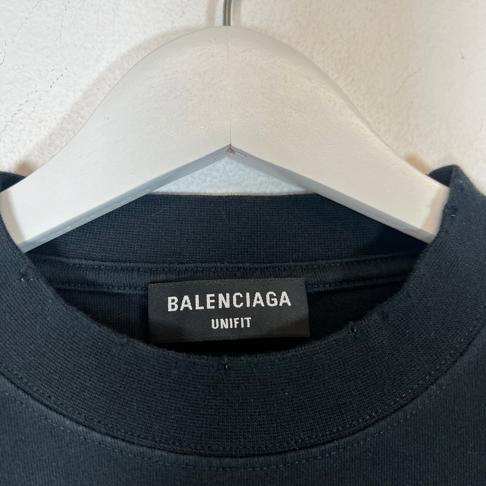 Balenciaga Black Metal Logo T-Shirt Size 2