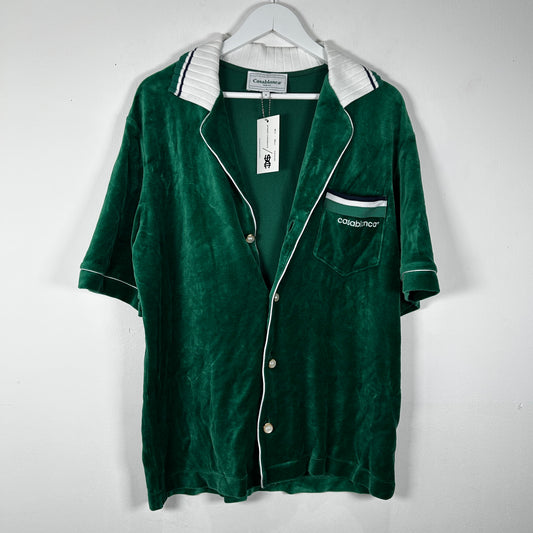 Casablanca Green Velvet Polo Button Up Shirt Size M