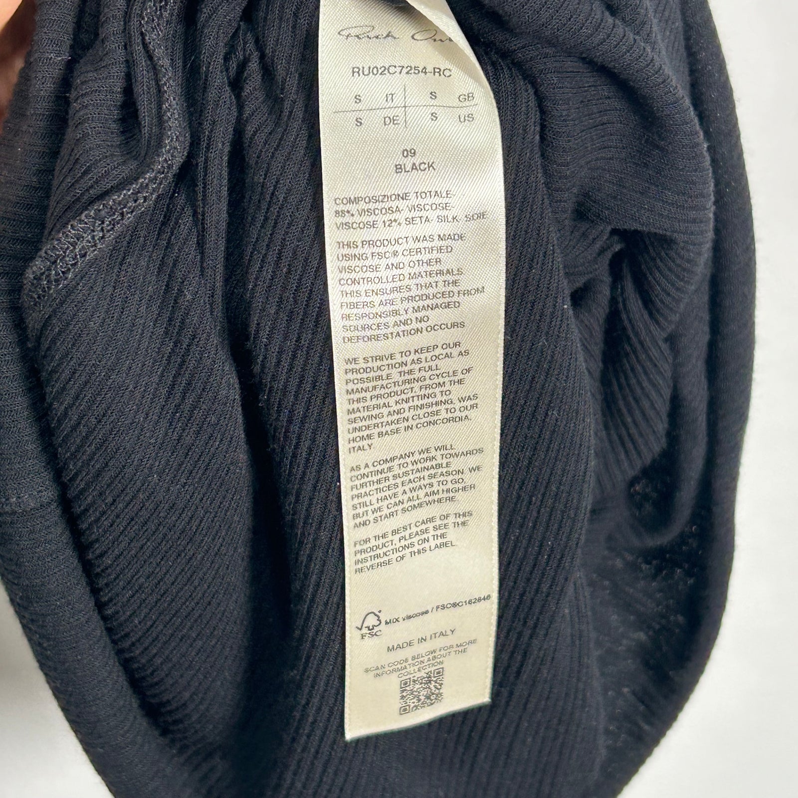 Rick Owens Luxor FW/23 Ziggy Black Tank Top Size S