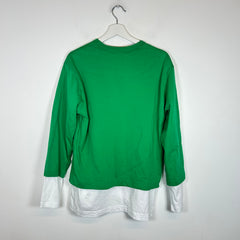 CDG Shirt Green/White Double Layer Long Sleeve Size L