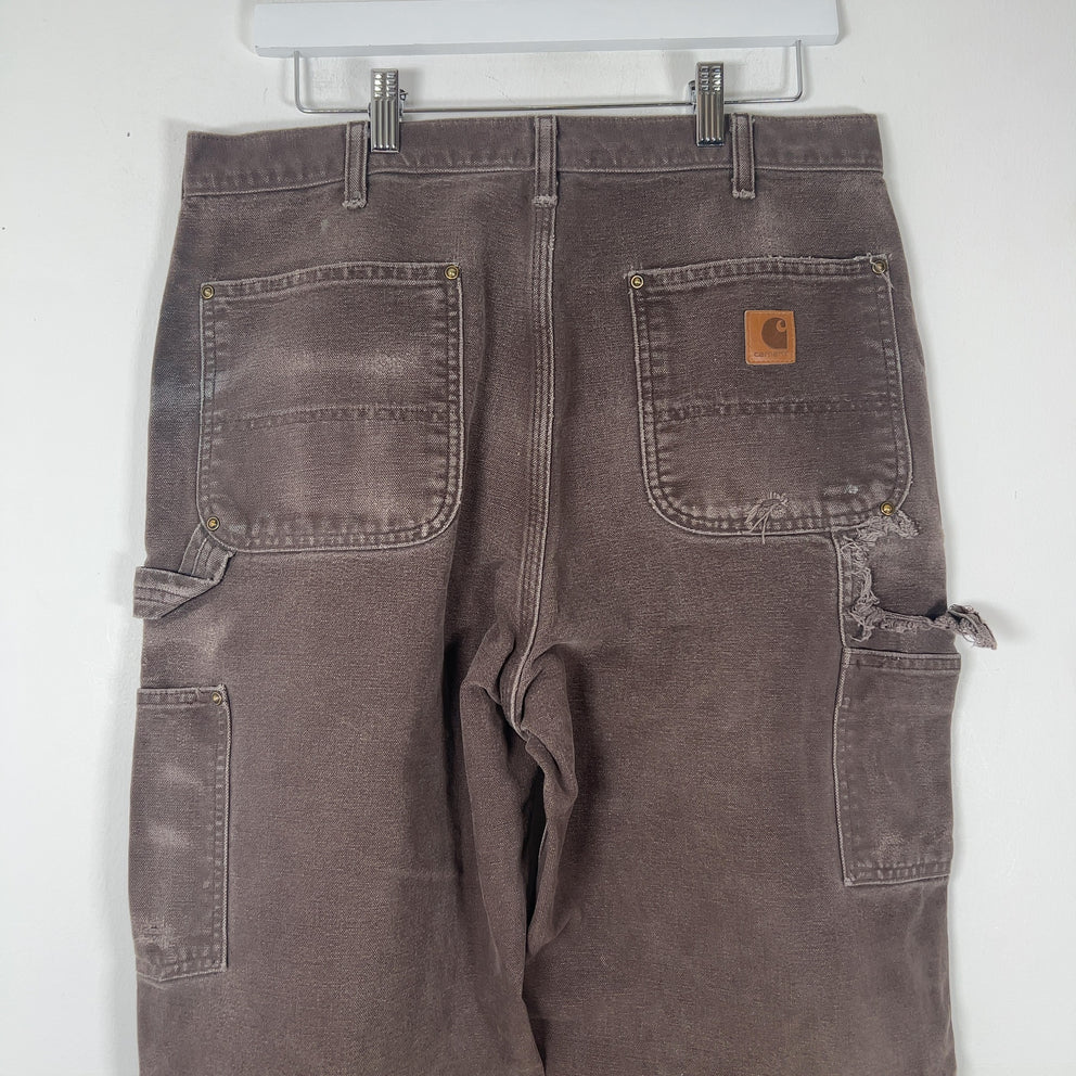 Carhartt Faded Brown Distressed 'Double Knee' Carpenter Pants
