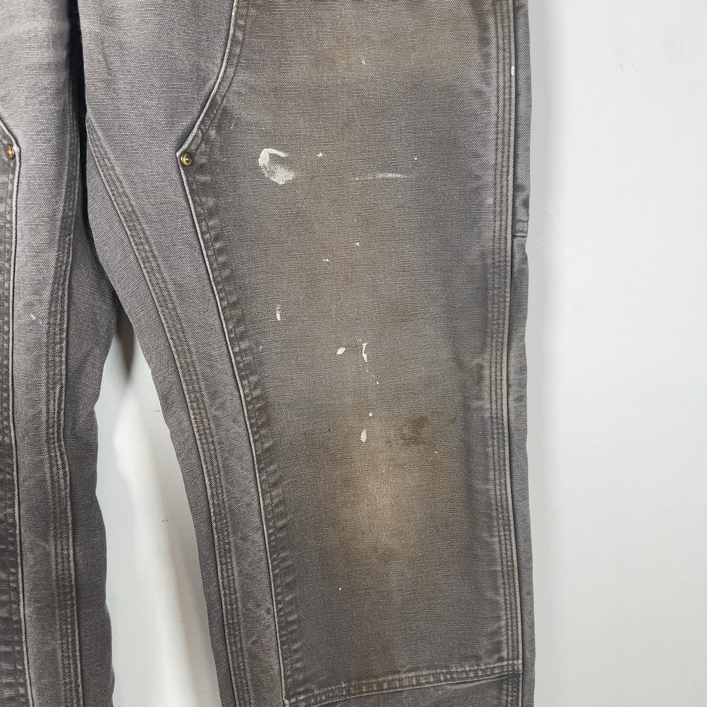 Carhartt Faded Grey Distressed 'Double Knee' Carpenter Pants