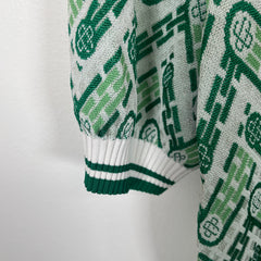 Casablanca Green Monogram Jacquard Knit Polo Size 2XL