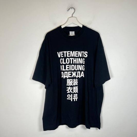 Vetements Black Translation T-Shirt Size M