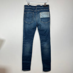 Amiri Dark Blue MA Paisley Skinny Jeans Size 34